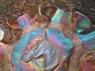 Antique DUGAN HORSE PONY Carnival Glass Bowl RADIUM MARIGOLD 