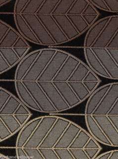 Contemporary Upholstery Fabric Leaf Pattern Black Gray  