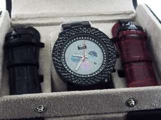 King by Techno Grill 4 CT 50MM Black Case Diamond Watch  