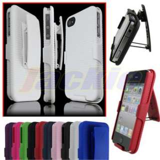   Clip Holder Hard Skin Rubberized Case Cover For iPhone 4 4G 4S  