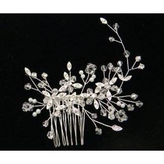 Austrian Crystal With Pearl Hair comb Tiara F1316 for Weddings, Proms 