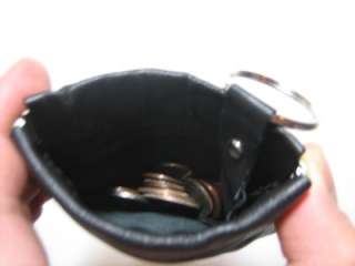 NEW BLACK LEATHER Squeeze COIN PURSE WALLET w/ KeyRing  