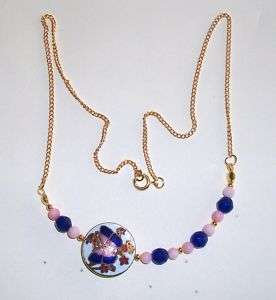 VINTAGE NECKLACE W/ ANGEL SKIN CORAL & SAPPHIRE BEADS  