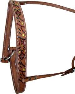 Horse Western show Noseband Rodeo Tie down Tooled Clrs  