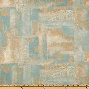 44 Wide Tranquil Moments Texture Sand/Aqua Fabric By The 