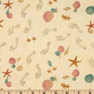  44 Wide Tranquil Moments Footprints Cream Fabric By The 