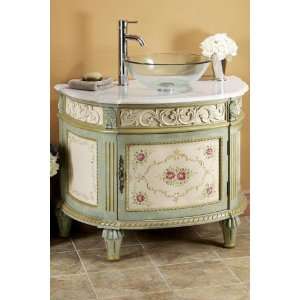  Amalia Rose/ivory 37w Sink Cabinet With Glass Basin
