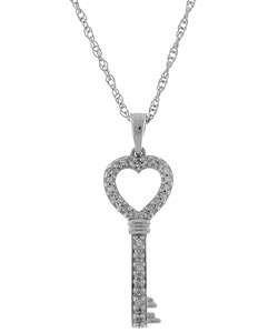 Sterling Silver 1/10ct TDW Diamond Key to My Heart Necklace 