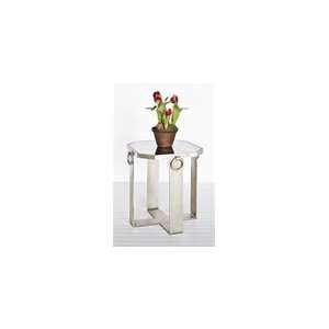 Milano Silver Leafed Ring Side Table by Worlds Away MILANO S  