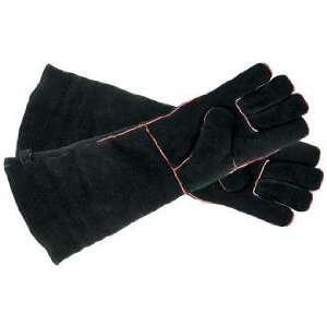    Black with Red Trim Long Suede Hearth Gloves 