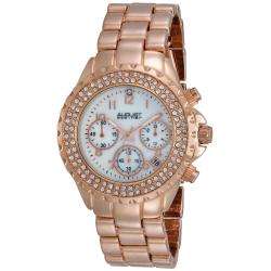 August Steiner Womens Crystal MOP Chronograph Bracelet Watch 