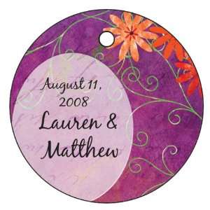 Baby Keepsake Violet Floral Design Circle Shaped Personalized Thank 