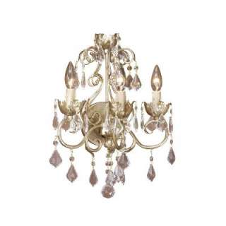 NEW 3 Light Crystal Wall Sconce Lighting Fixture, Antique White, Gold 