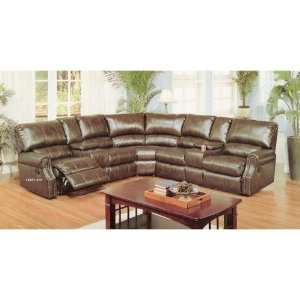  All new item 3 pc Recliner sectional sofa with Brown bonded leather 