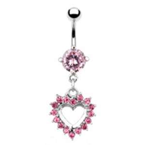 14g Dangling Heart Sexy Belly Button Navel Ring Dangle Body Jewelry 