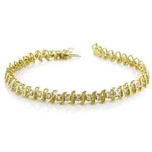    10k Yellow Gold and Diamond 2.0 Ctw Tennis Bracelet Jewelry