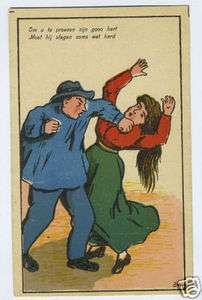 Male x Lady Boxing Spanking fantasy 1910s postcard  