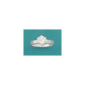  Cubic Zirconia CZ Polished Sterling Ring, Solitaire 8mm CZ 