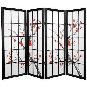  4 ft. Tall Cherry Blossom Shoji Screen  Black   4P