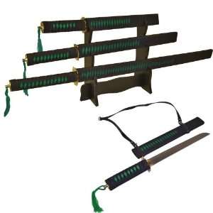  Black and Green Slayer 3 Ninja Sword Set Sports 