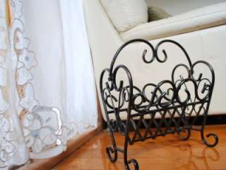 Wrought Iron Magazine Rack French Style Antique Brown D  