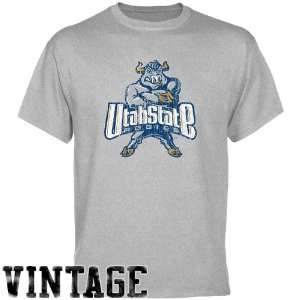  NCAA Utah State Aggies Ash Distressed Logo Vintage T shirt 