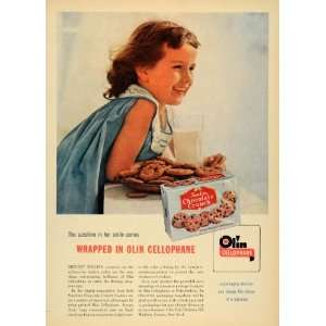 1955 Ad Olin Cellophane Chocolate Chip Cookies Girl 