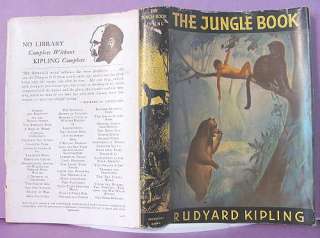 Vintage Dust Jacket ONLY The Jungle Book Rudyard KIPLING  