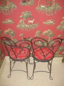 Ice Cream Parlor Black Wrought Iron Set of 2 Chairs  