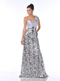 HOT LONG PROM FORMAL EVENING METALLIC SILVER ALL SEQUINS RED CARPET 