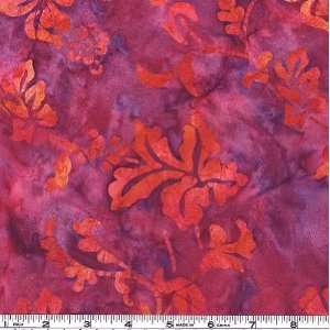  45 Wide Hand dyed Batik Grape Vines Magenta Fabric By 