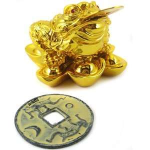  Gold Wealth Frog with Emperor Coin 