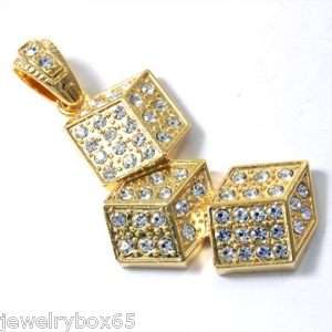 Iced out Three Dice Gold Pendant  