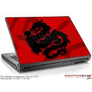    Medium Laptop Skin Oriental Dragon Black on Red Electronics