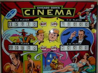 Chicago Coin Pinball Machine 1976 Cinema MInt  