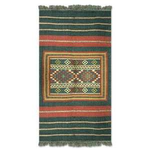  Jute and wool rug, Mythic Parallels (3x5.5)