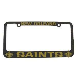   Saints License Plate Frame Black with Gold Vinyl Lettering Automotive