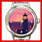ocean lighthouse sunset round ladies italian charm wrist watch new