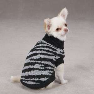 Zack & Zoey Platinum Print Zebra Dog Sweater Black/Gray  
