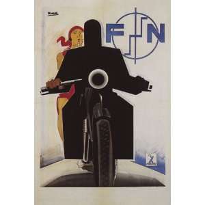  FSN MOTORCYCLE COUPLE RIDING MOTO SMALL VINTAGE POSTER 