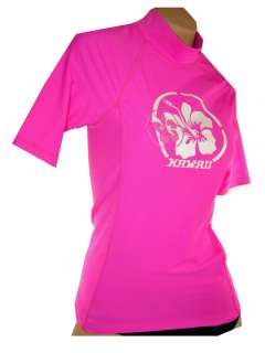 Maui Wear 500w womens short sleeve quality pink swim shirt / rash 