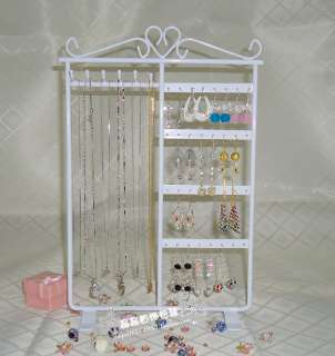 White Earring Storage Necklace Hanging Display Jewelry Organizer 
