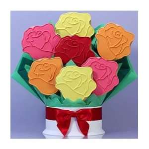 Mixed Roses Cookie Bouquet   7 Pieces  Grocery & Gourmet 