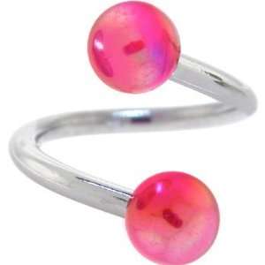  Pink Aurora Ball Spiral Twister Belly Ring Jewelry