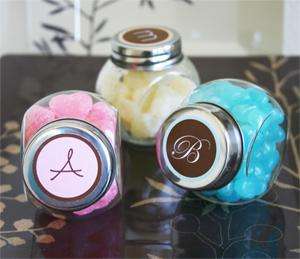 100 Personalized Monogram Candy Jars Wedding Favors  