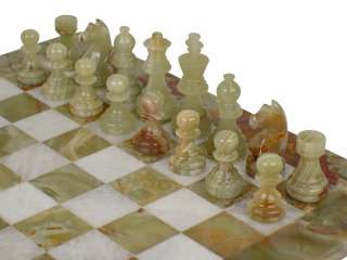 Staunton Marble Chess Set Green & White   16  