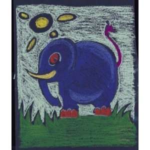  Crayon Colored Happy Elephant Poster Print