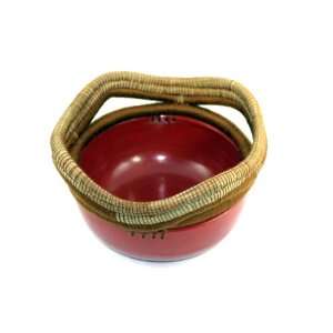  Ceramic and Pine Needle Bowl in Red