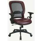 Office Star Professional Burgundy Leather Breathable Mesh Back Chair 