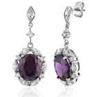 BERRICLE Sterling Silver 925 Amethyst Oval Cubic Zirconia CZ Dangle 